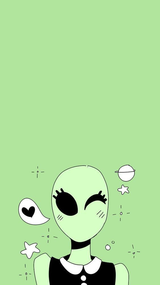 tumblr alien wallpaper,grün,karikatur,kopf,illustration,text