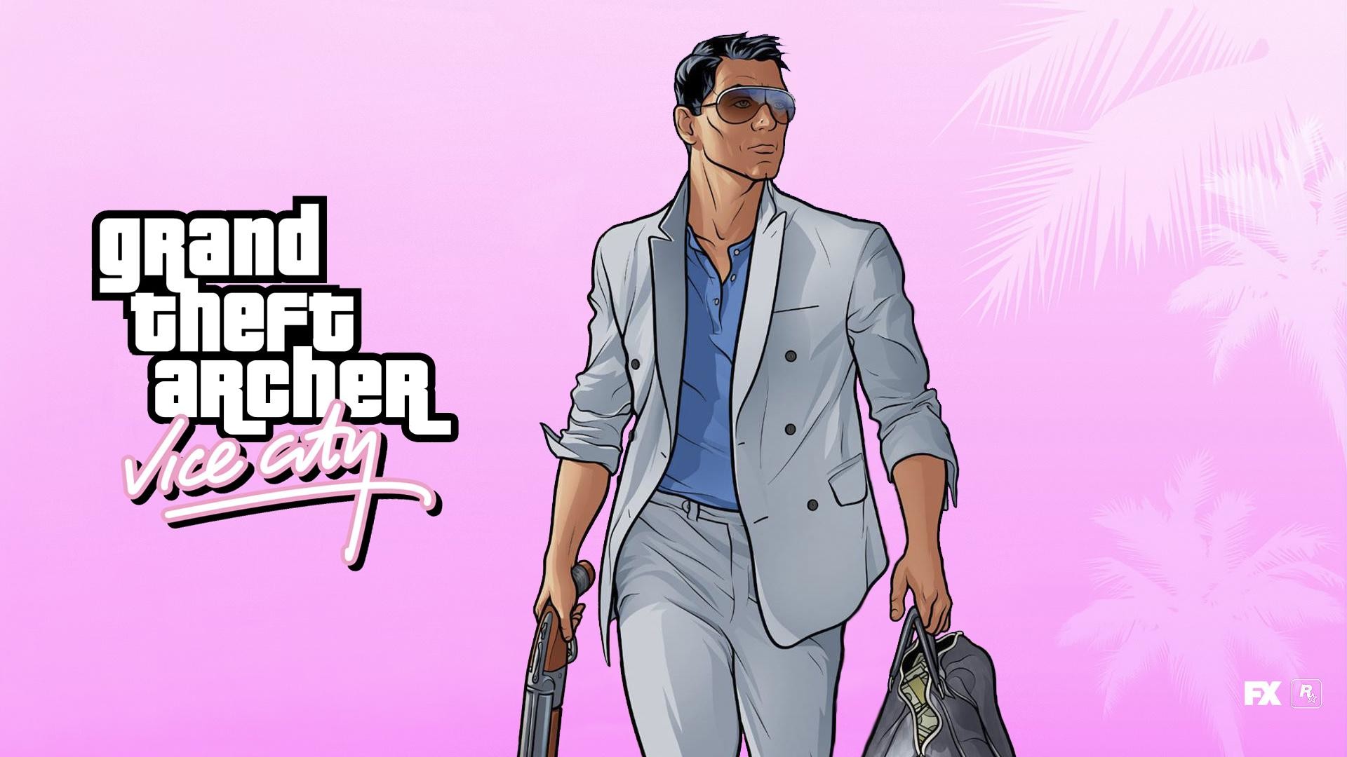 gta vice city wallpaper hd,pink,cartoon,outerwear,eyewear,fictional character