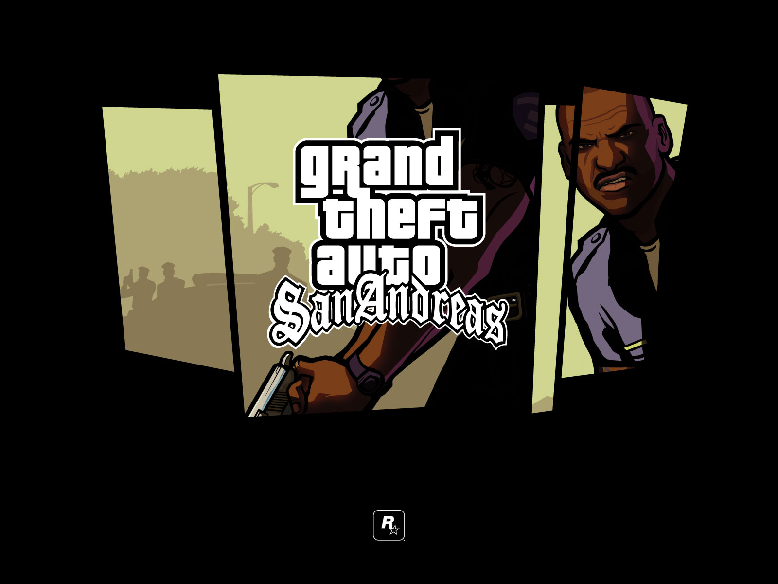 gta san wallpaper,karikatur,schriftart,text,grafikdesign,animation