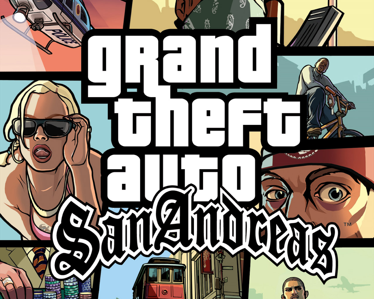 gta san wallpaper,action adventure game,cartoon,animated cartoon,pc game,adventure game