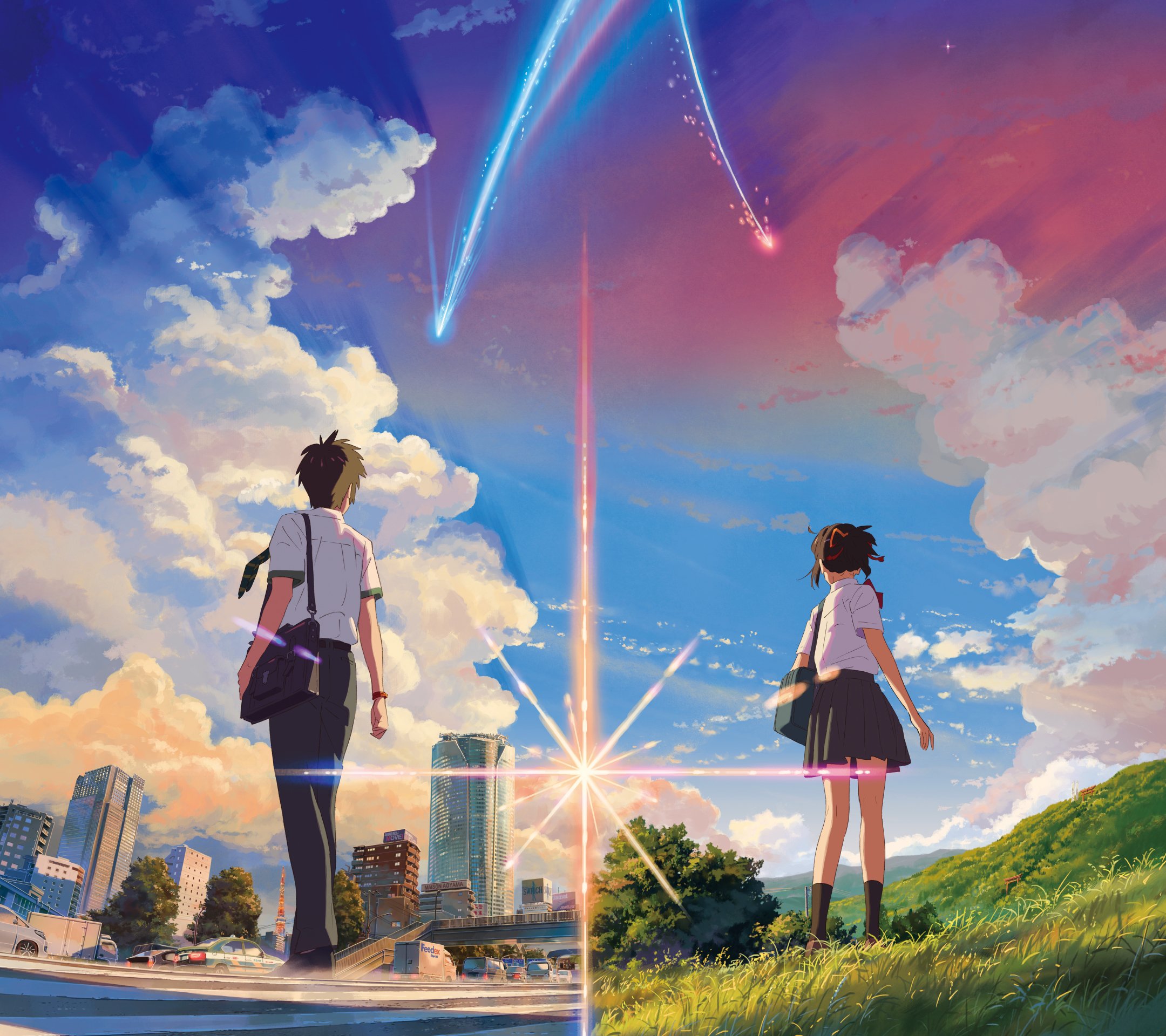 kimi no na wa wallpaper iphone,sky,cloud,anime,illustration,photography