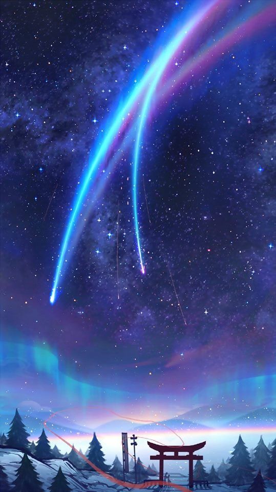 kimi no na wa wallpaper iphone,sky,aurora,atmosphere,space,outer space