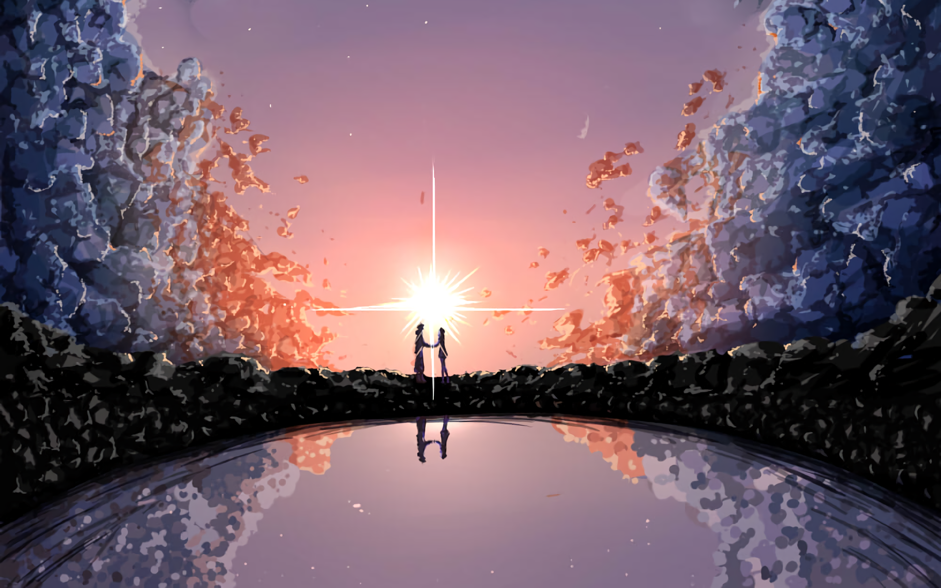 kimi no na wa wallpaper iphone,sky,water,light,reflection,world