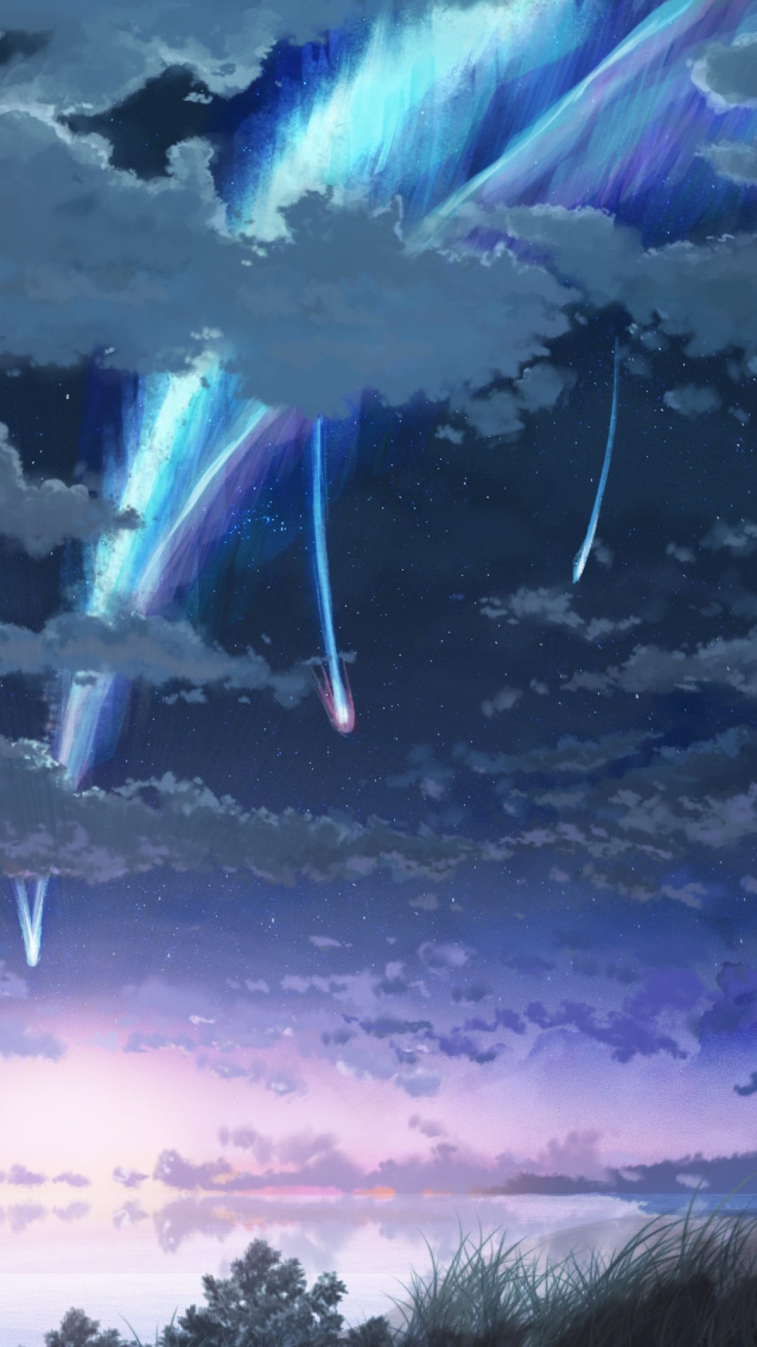 fond d'écran kimino nawa iphone,ciel,atmosphère,nuage,oeuvre de cg,anime