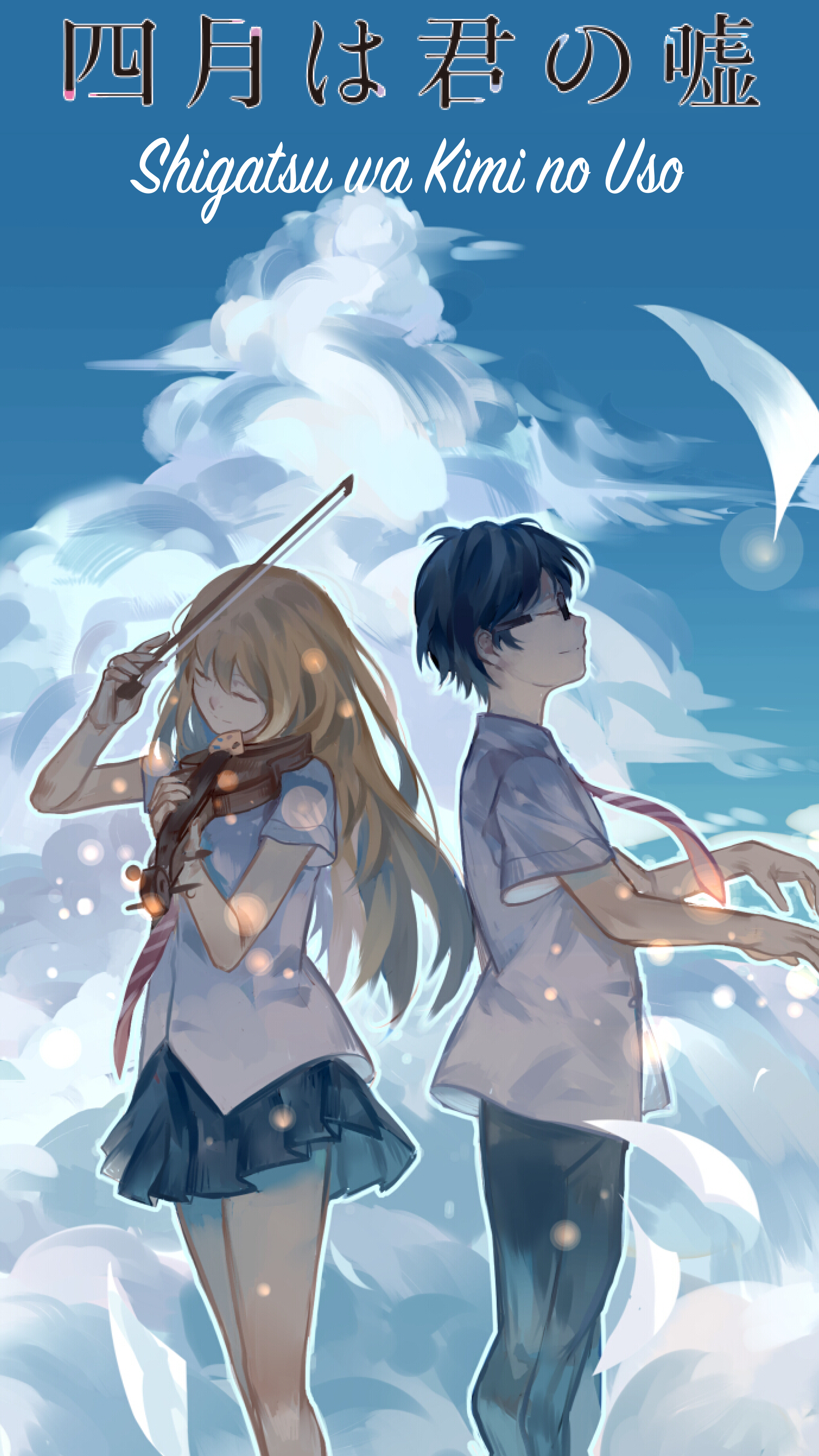 shigatsu kimi no uso wallpaper,cartoon,anime,cg artwork,illustration,sky