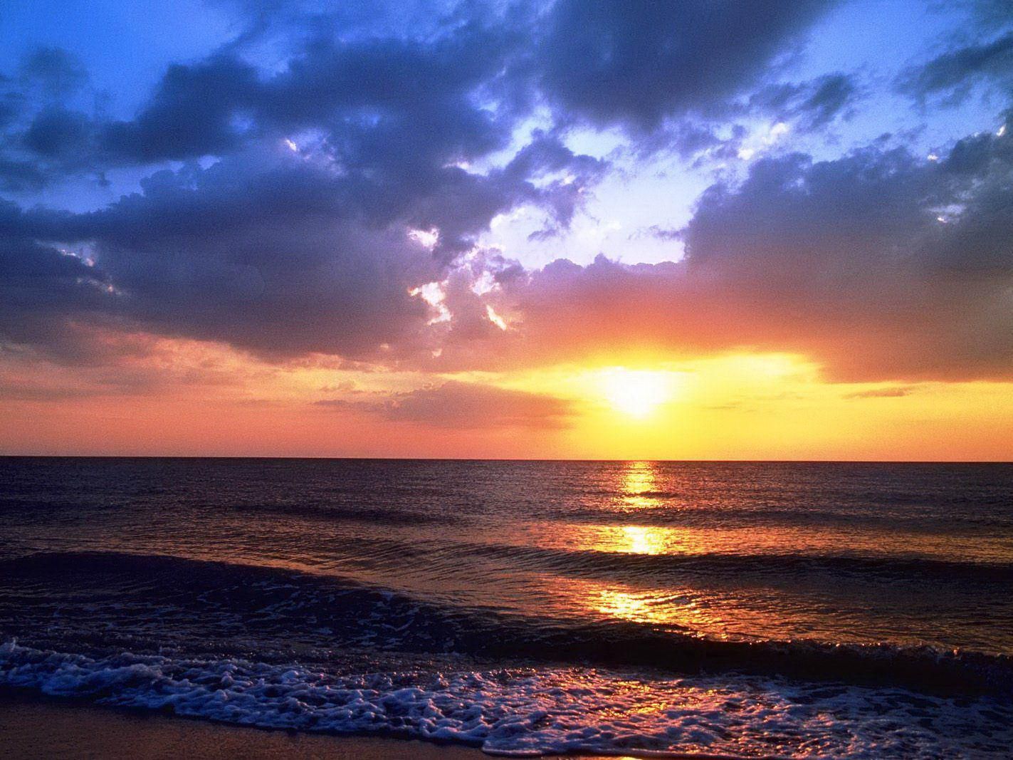 sunset wallpaper free,sky,horizon,body of water,afterglow,sea
