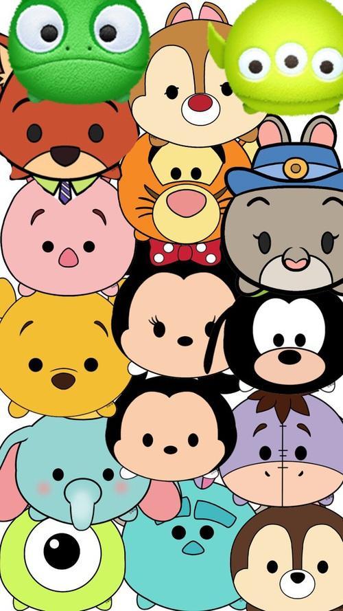 tsum tsum wallpaper android,cartoon,clip art,animated cartoon,illustration,line