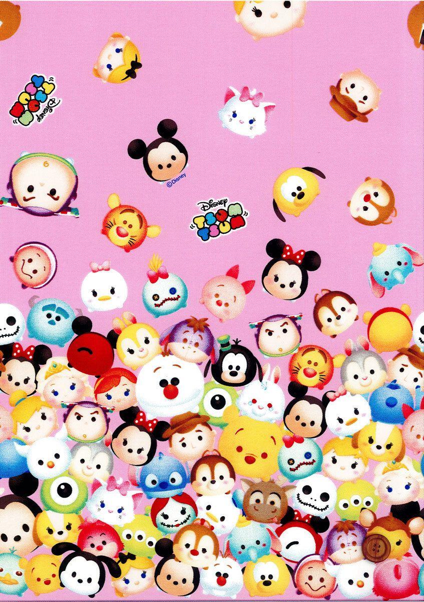 fond d'écran tsum tsum android,émoticône,dessin animé,modèle,conception,textile