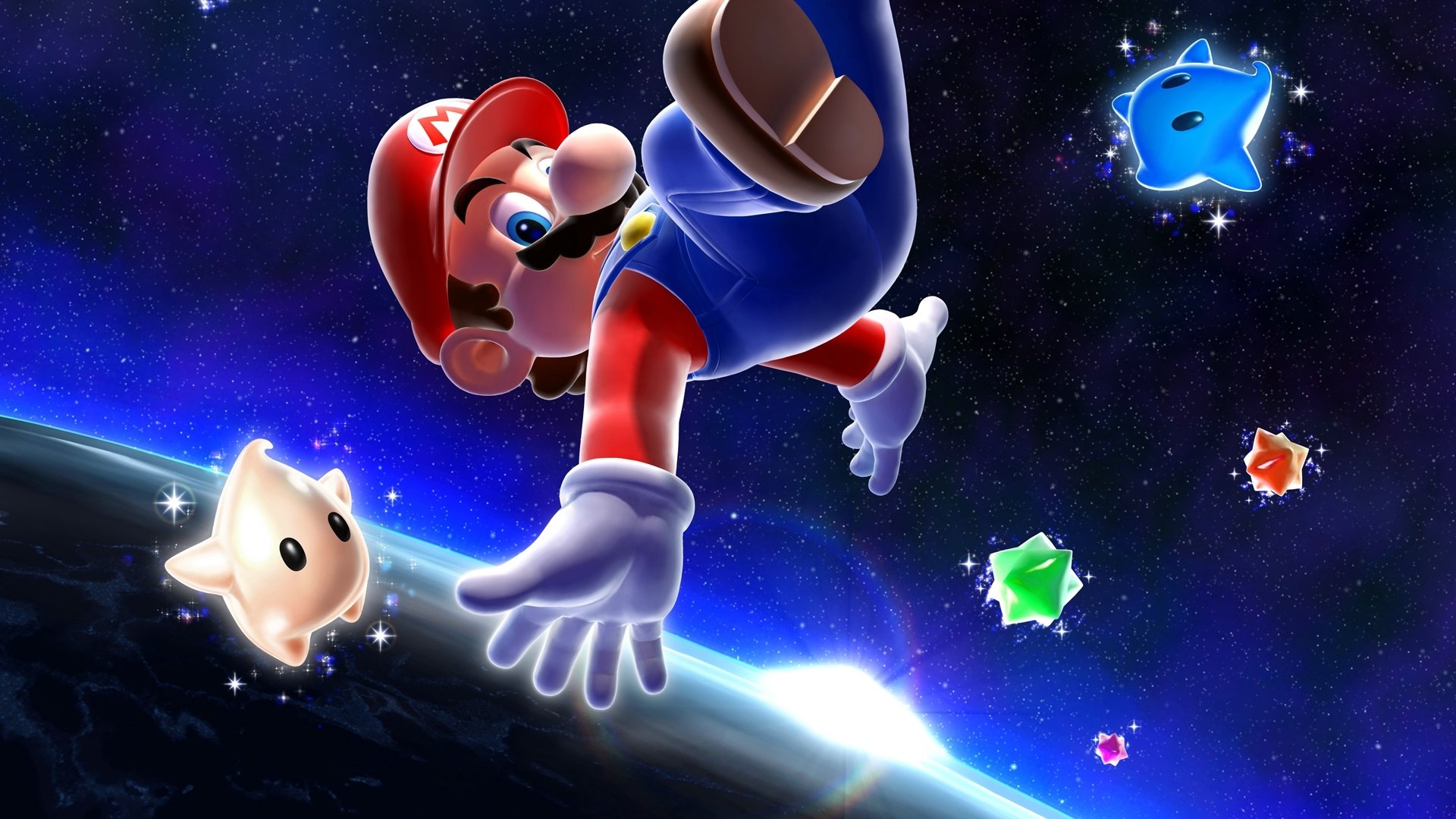 mario galaxy wallpaper,animated cartoon,cartoon,mario,space,fictional character