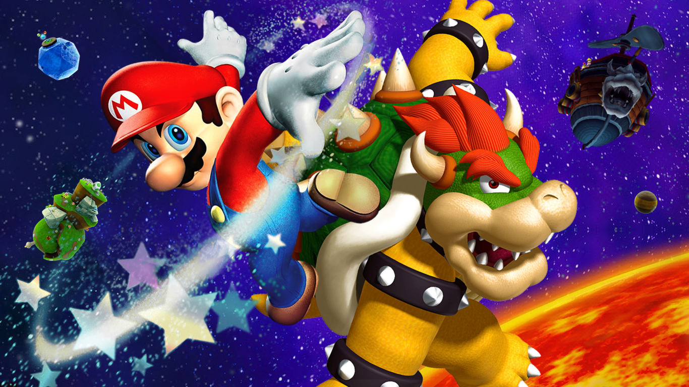 mario galaxy wallpaper,animated cartoon,cartoon,fictional character,sonic the hedgehog,mario