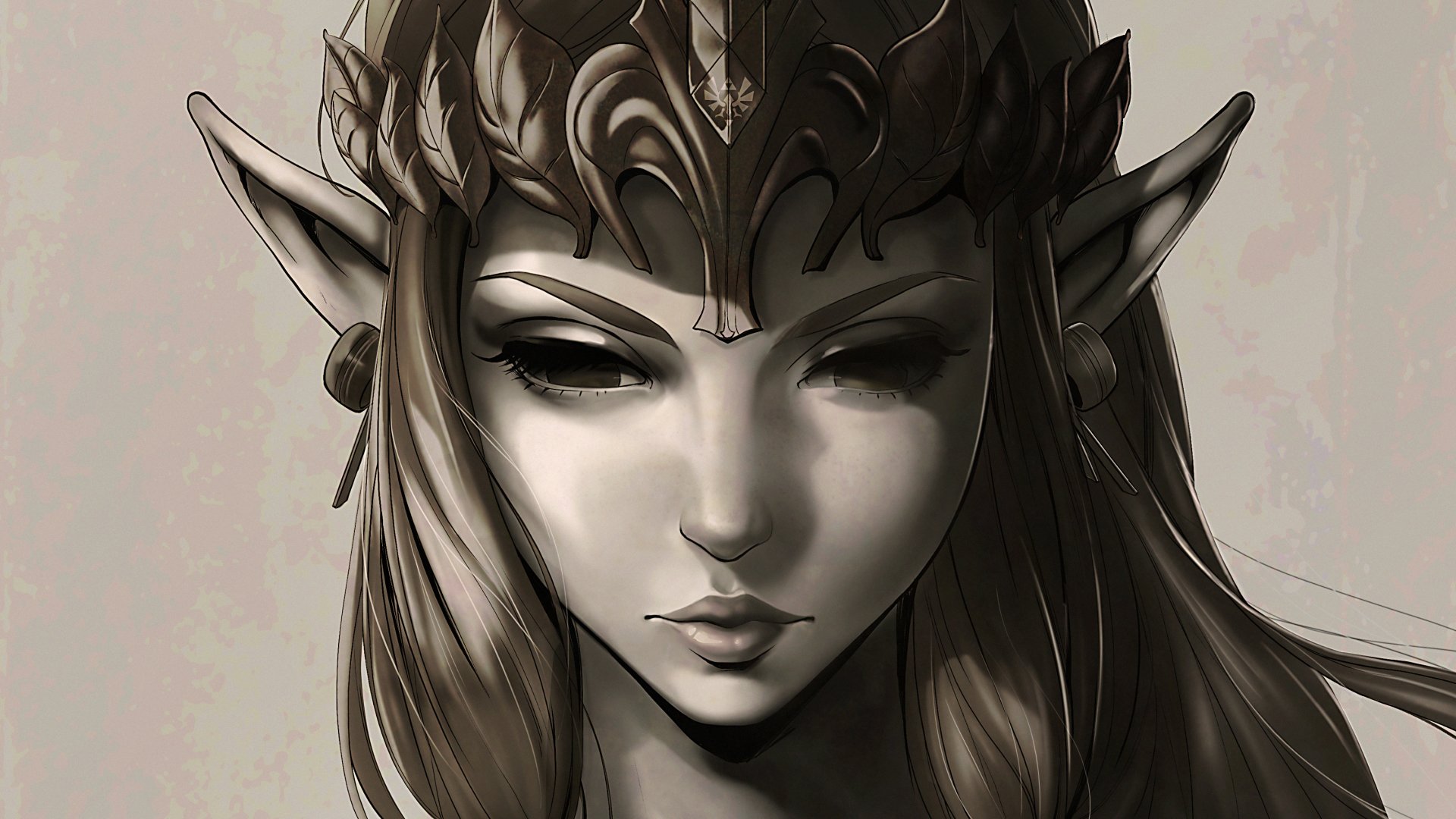 légende de zelda crépuscule fond d'écran princesse,visage,tête,oeuvre de cg,illustration,front