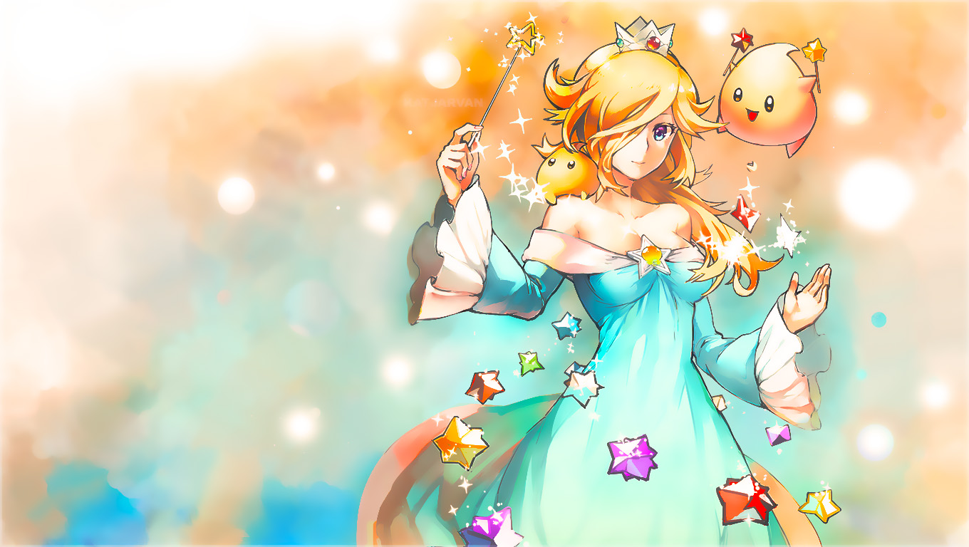 rosalina tapete,karikatur,anime,animierter cartoon,erfundener charakter,himmel