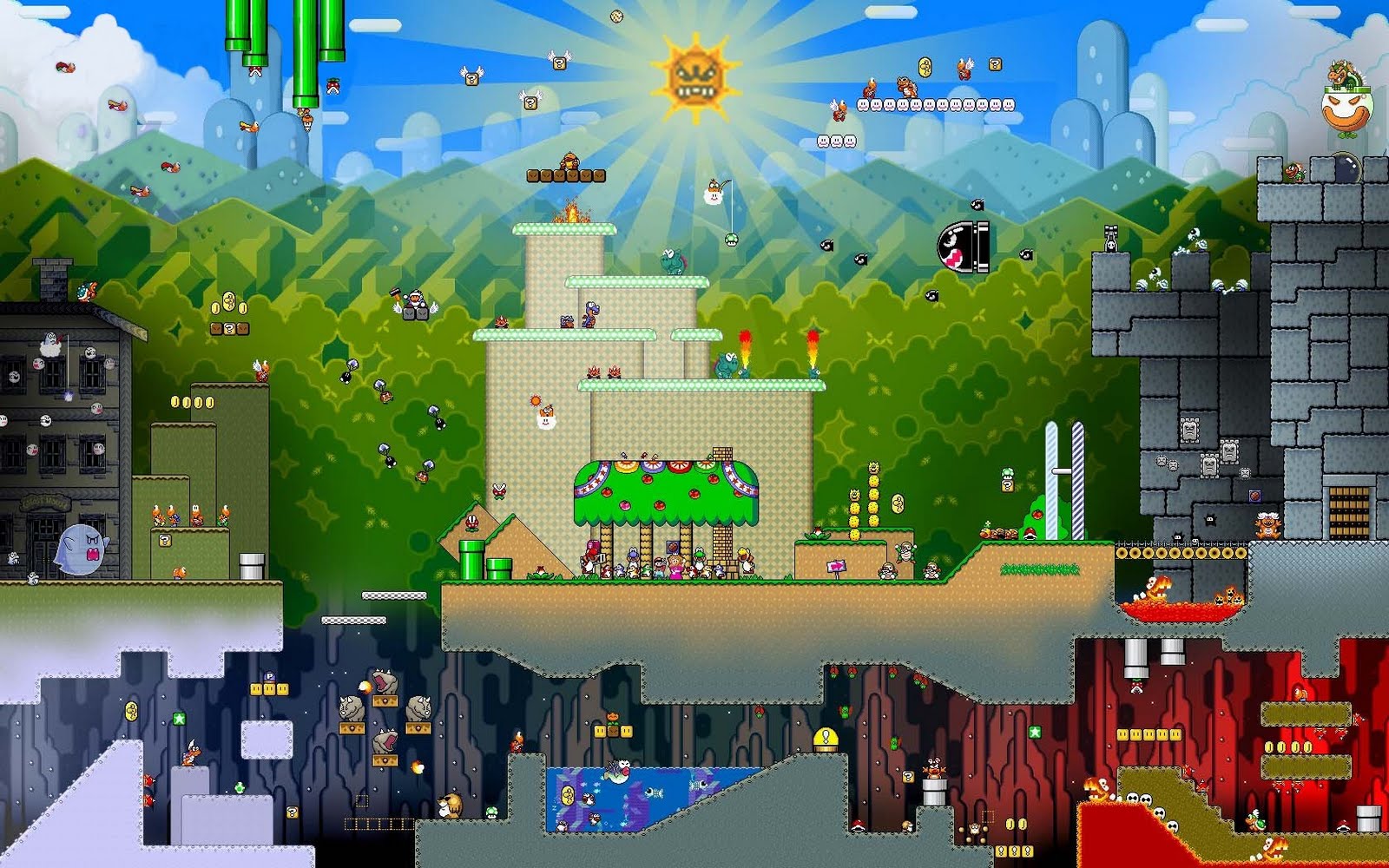 mario world wallpaper,action adventure spiel,spiele,bildschirmfoto,computerspiel,videospielsoftware