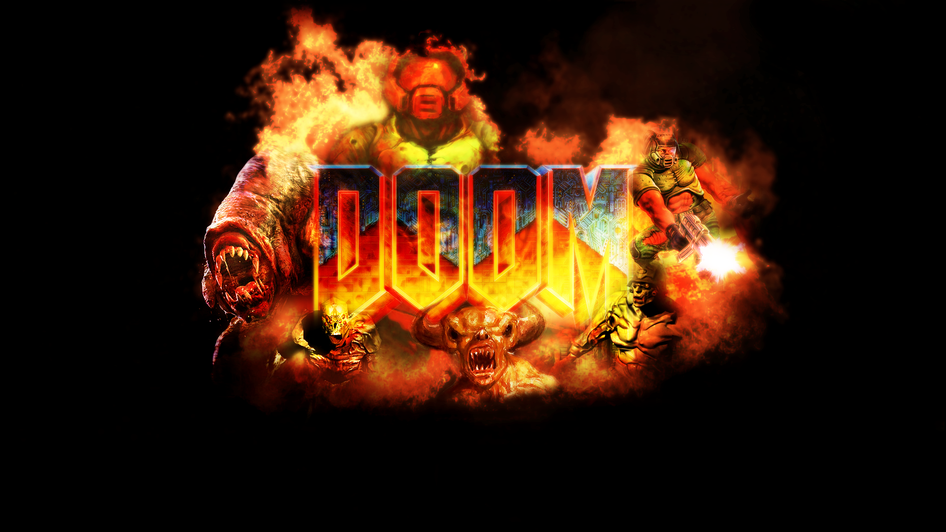 doom wallpaper hd,flame,games,heat,font,graphics