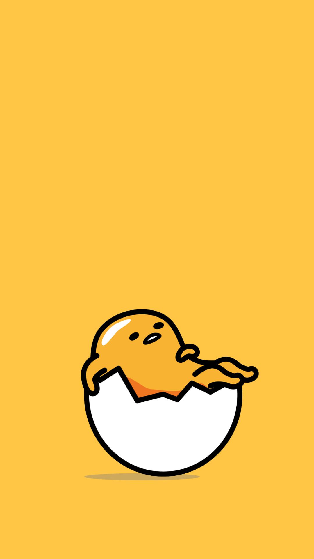 gudetama phone wallpaper,yellow,orange,cartoon,illustration,font