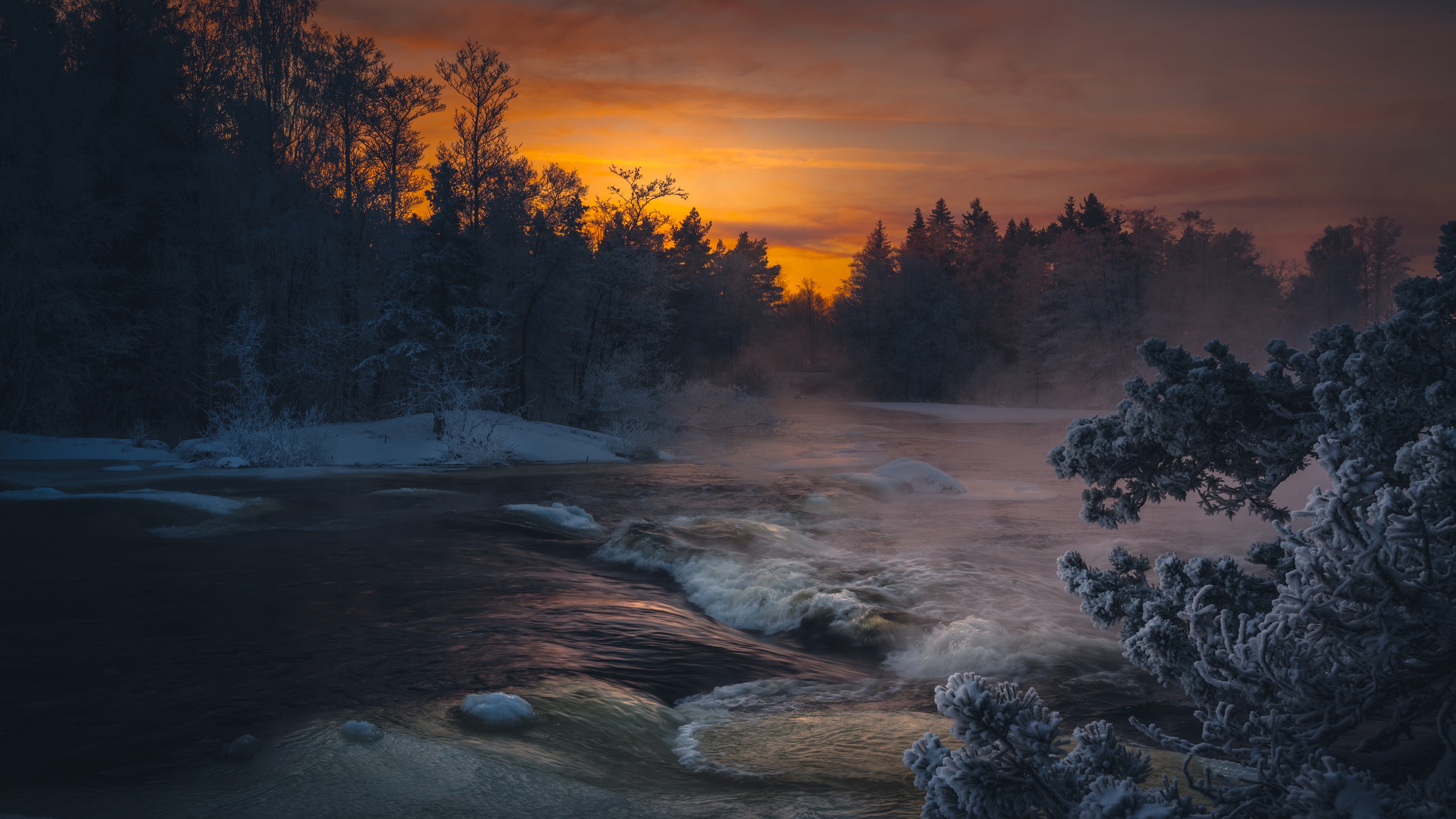 fond d'écran d'hiver sombre,paysage naturel,la nature,ciel,l'eau,matin