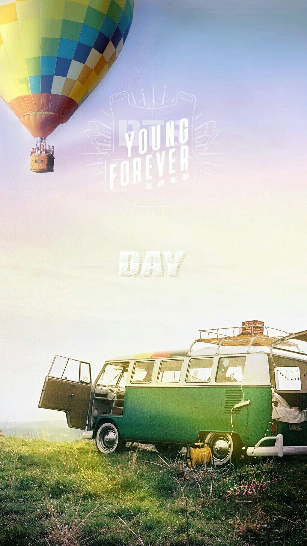 防弾少年団young forever壁紙,熱気球,車両,熱気球,航空機,飛行船