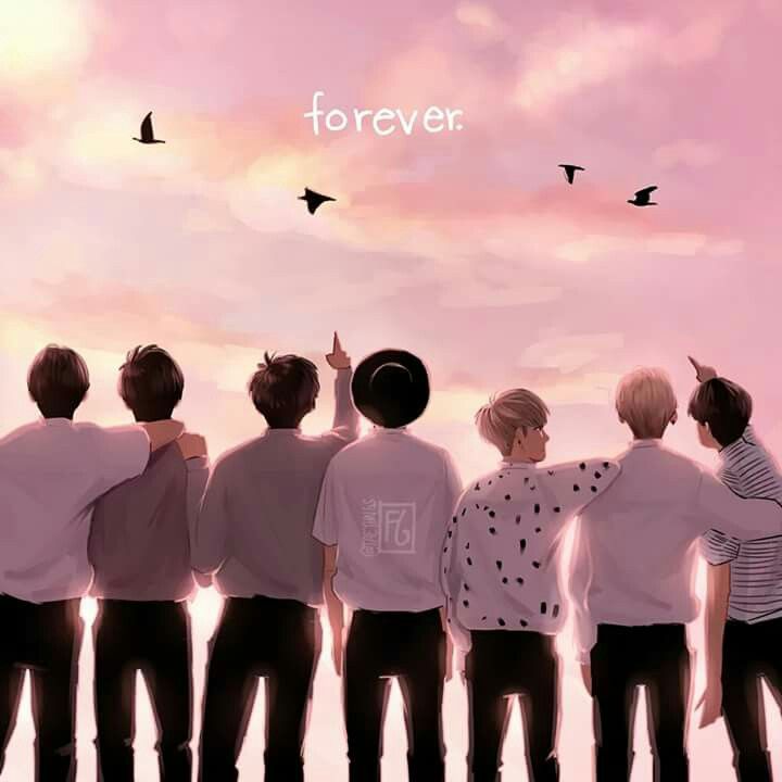 bts young forever wallpaper,sky,pink,friendship,happy,silhouette