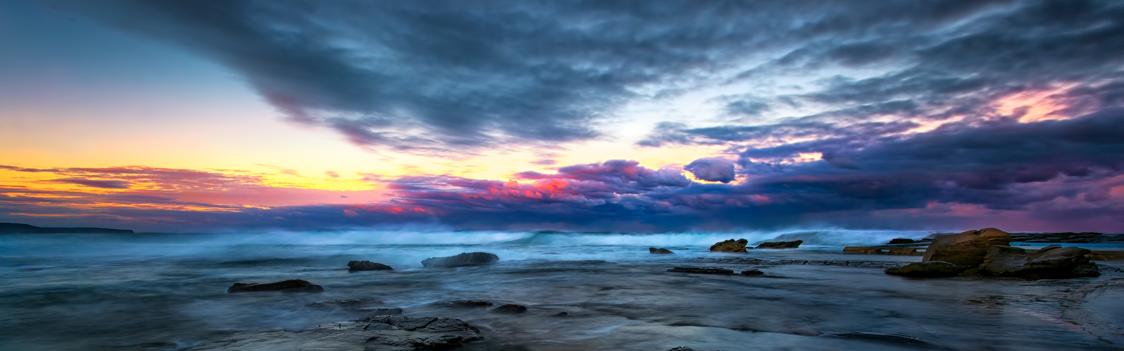 3840x1200壁紙,空,水域,自然,海,地平線