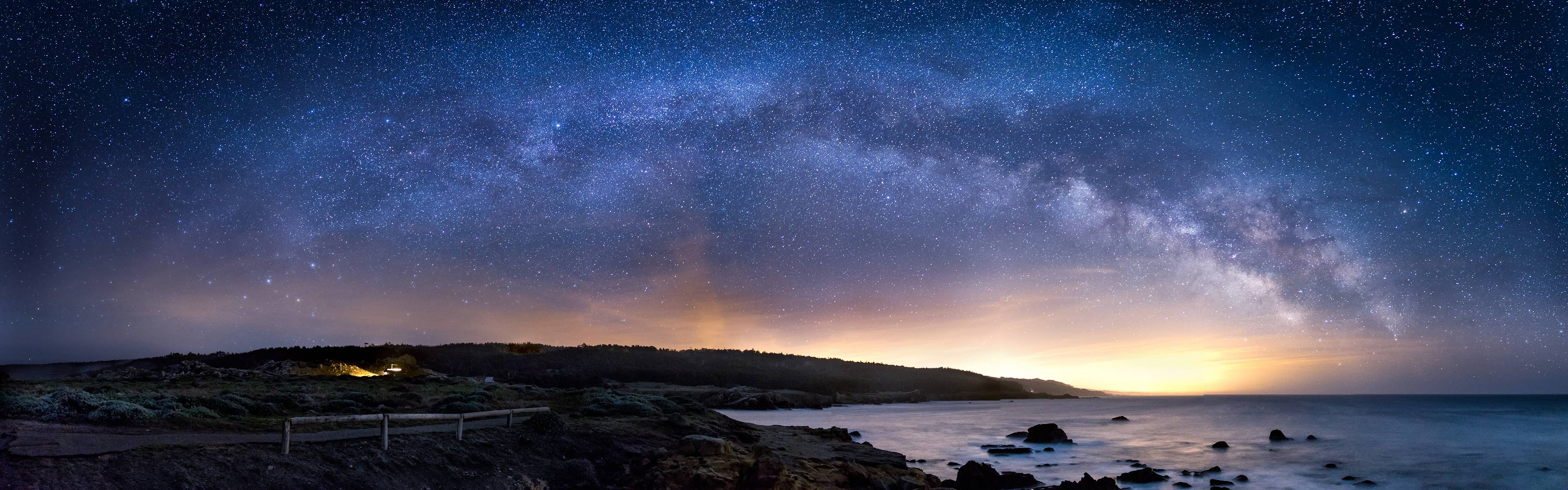 3840x1200 fondo de pantalla,cielo,naturaleza,atmósfera,noche,horizonte