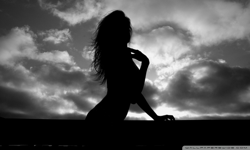 girl shadow wallpaper,sky,black,black and white,silhouette,monochrome photography