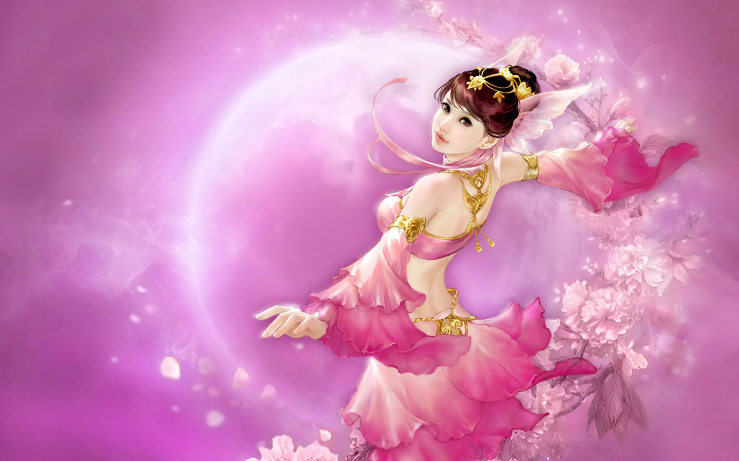 girl shadow wallpaper,pink,fictional character,cg artwork,illustration,plant