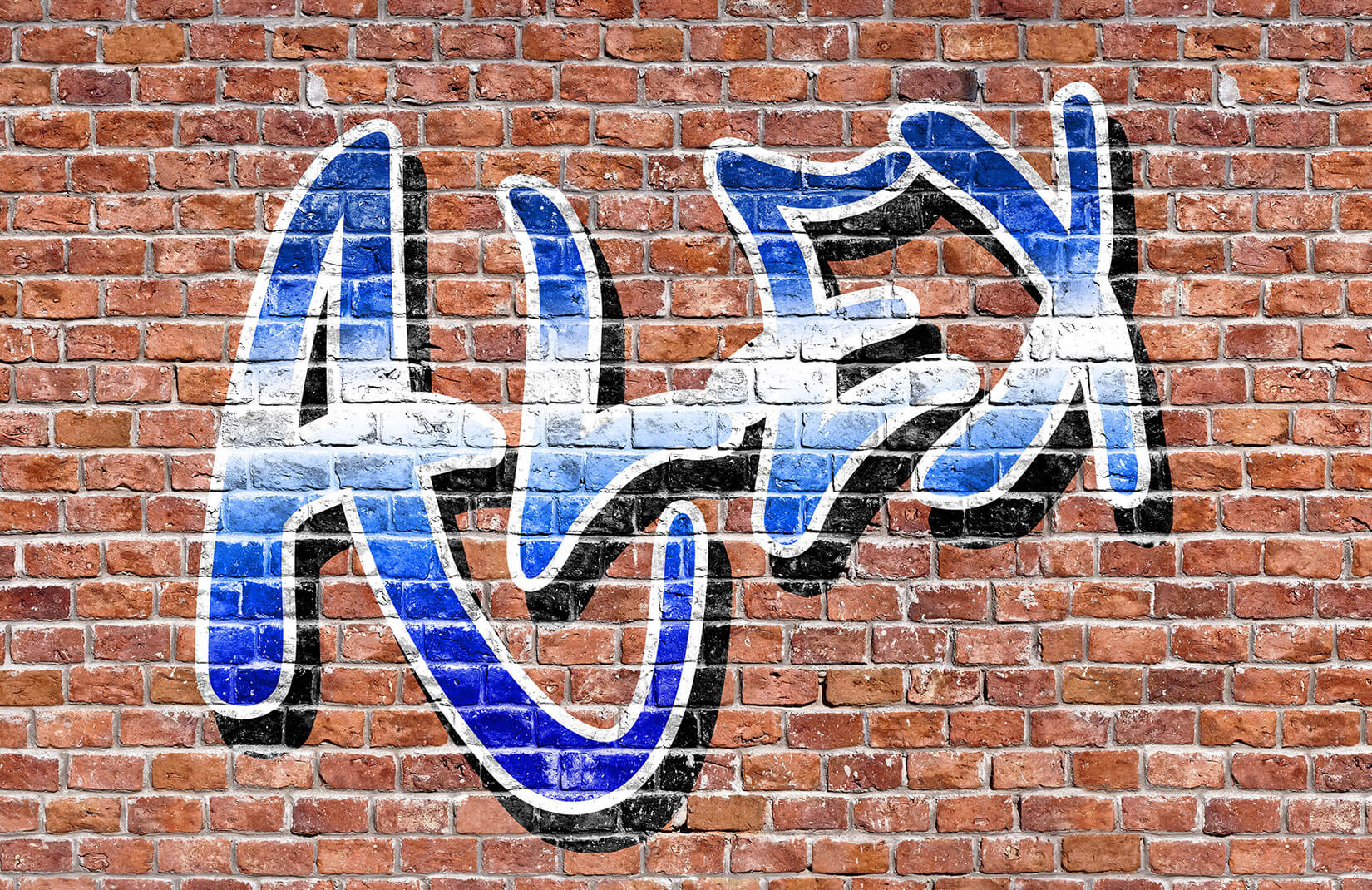 nome dei graffiti di carta da parati,mattone,muratura,parete,blu,arte di strada