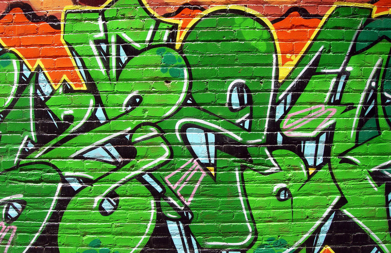 papier peint brique graffiti,vert,graffiti,art,art de rue,police de caractère