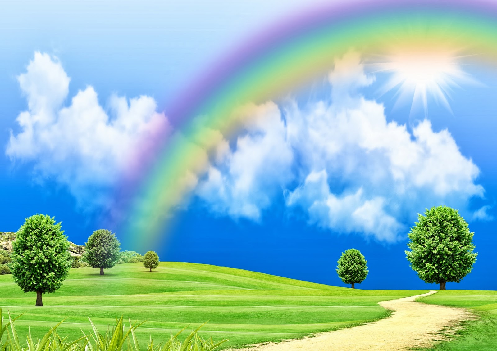 beautiful rainbow wallpapers,natural landscape,nature,sky,grassland,daytime