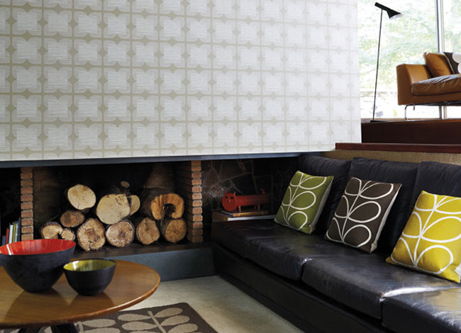 orla kiely style wallpaper,living room,room,interior design,furniture,property