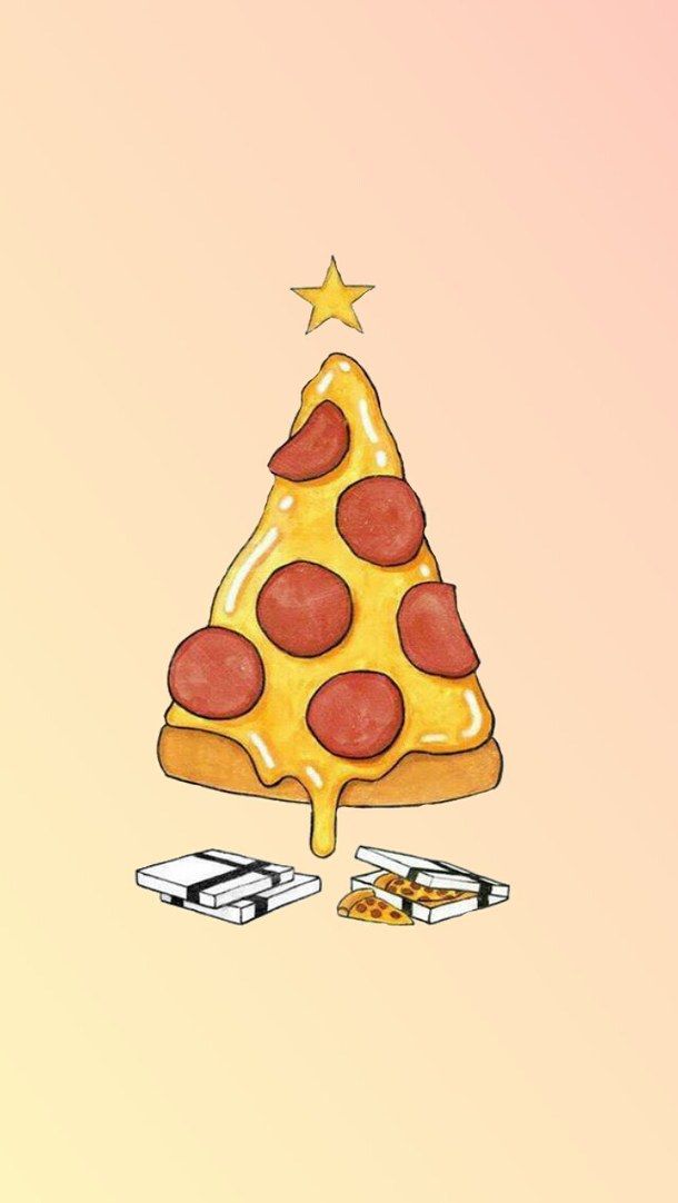 papier peint pizza tumblr,jaune,sapin de noël,arbre,illustration,décoration de noël