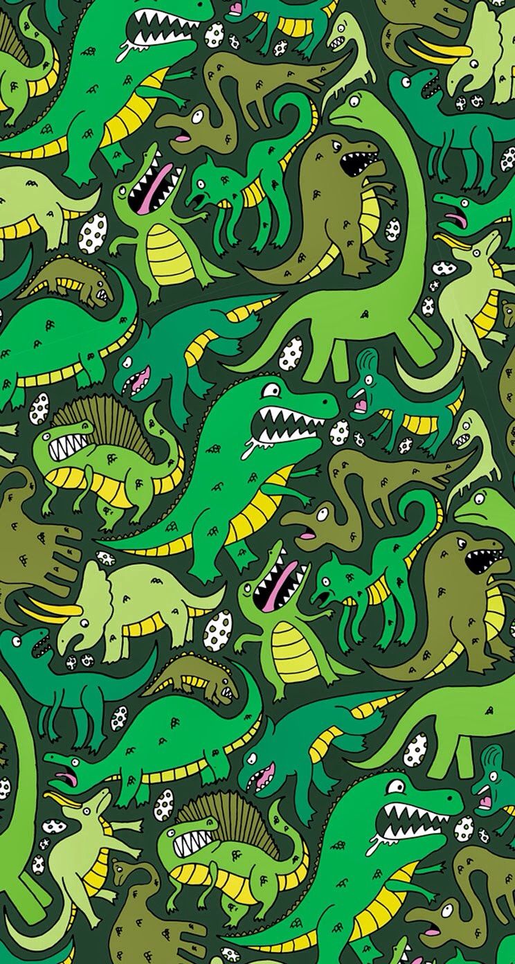 dinosaurier iphone wallpaper,grün,illustration,muster,design,kunst