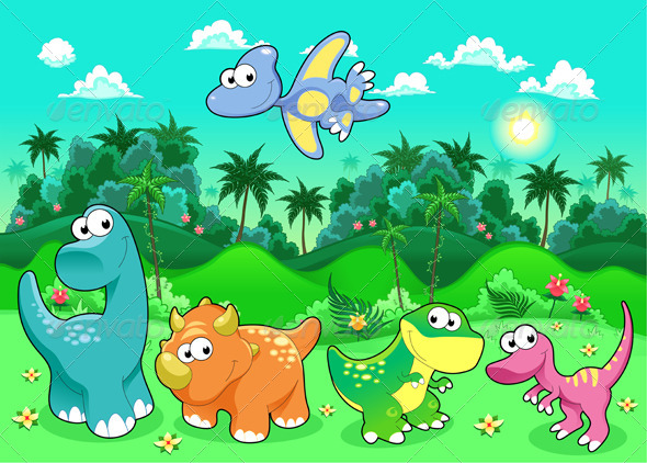 cute dinosaur wallpaper,cartoon,animated cartoon,illustration,organism,grass