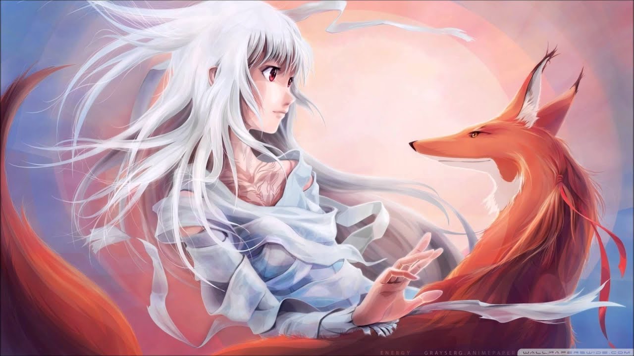 kitsune wallpaper,anime,cg artwork,cartoon,fictional character,sky