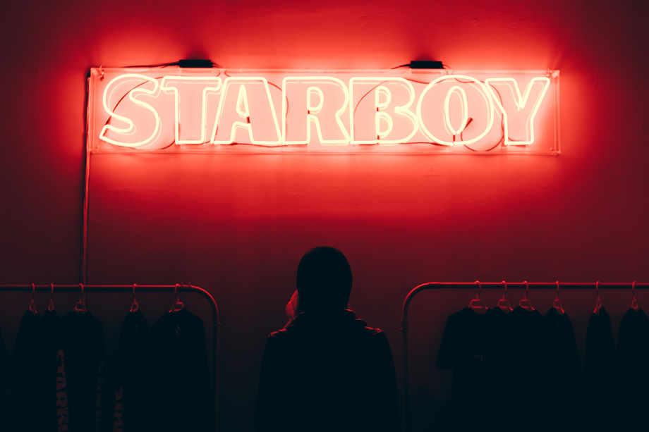 the weeknd starboy wallpaper,red,text,light,font,neon sign