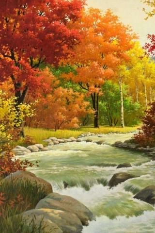 アンドロイドのための秋の壁紙,自然の風景,自然,木,葉,ペインティング