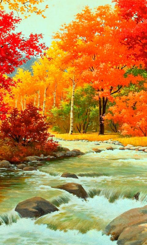 autumn wallpaper for android,natural landscape,nature,painting,tree,autumn