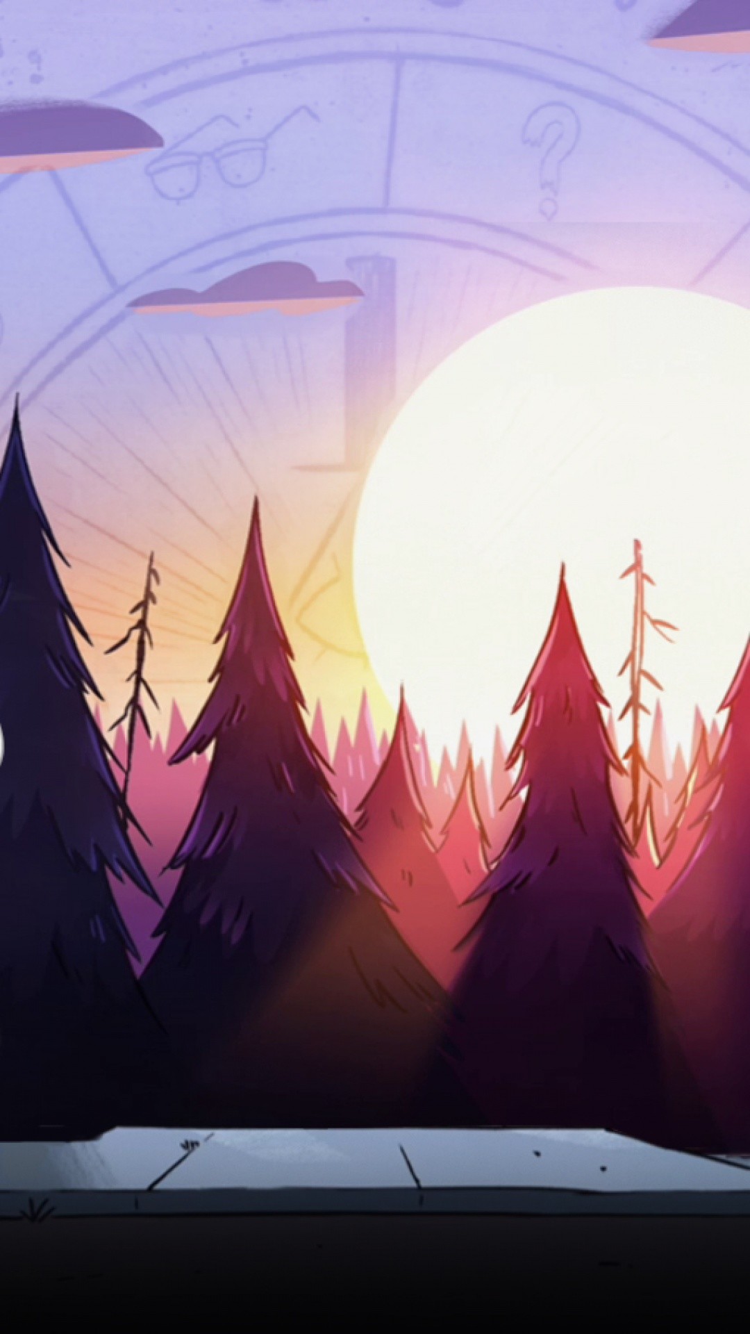 gravity falls phone wallpaper,sky,illustration,landscape,anime,sunset