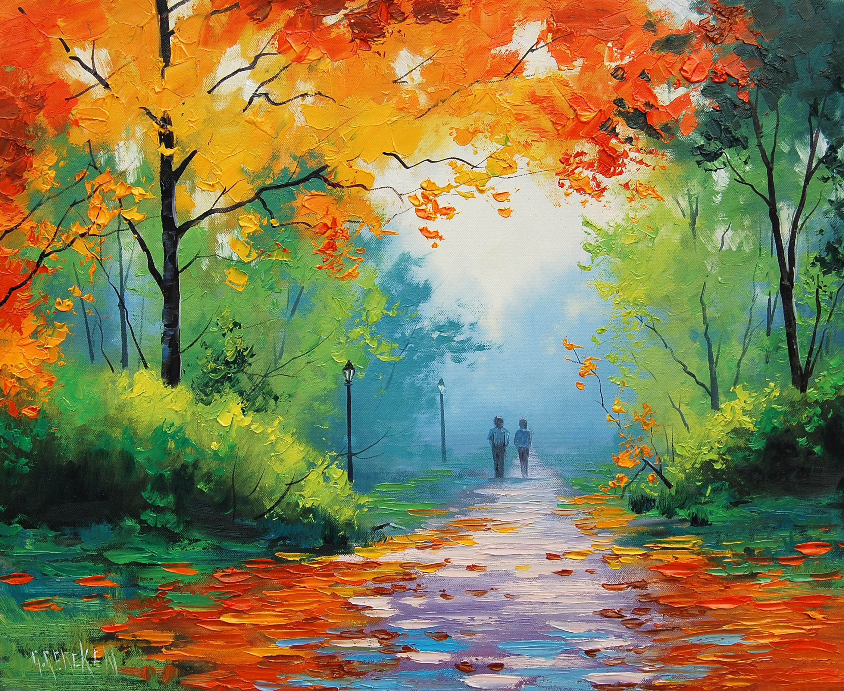 süße herbsttapete,natürliche landschaft,natur,gemälde,aquarellfarbe,acrylfarbe