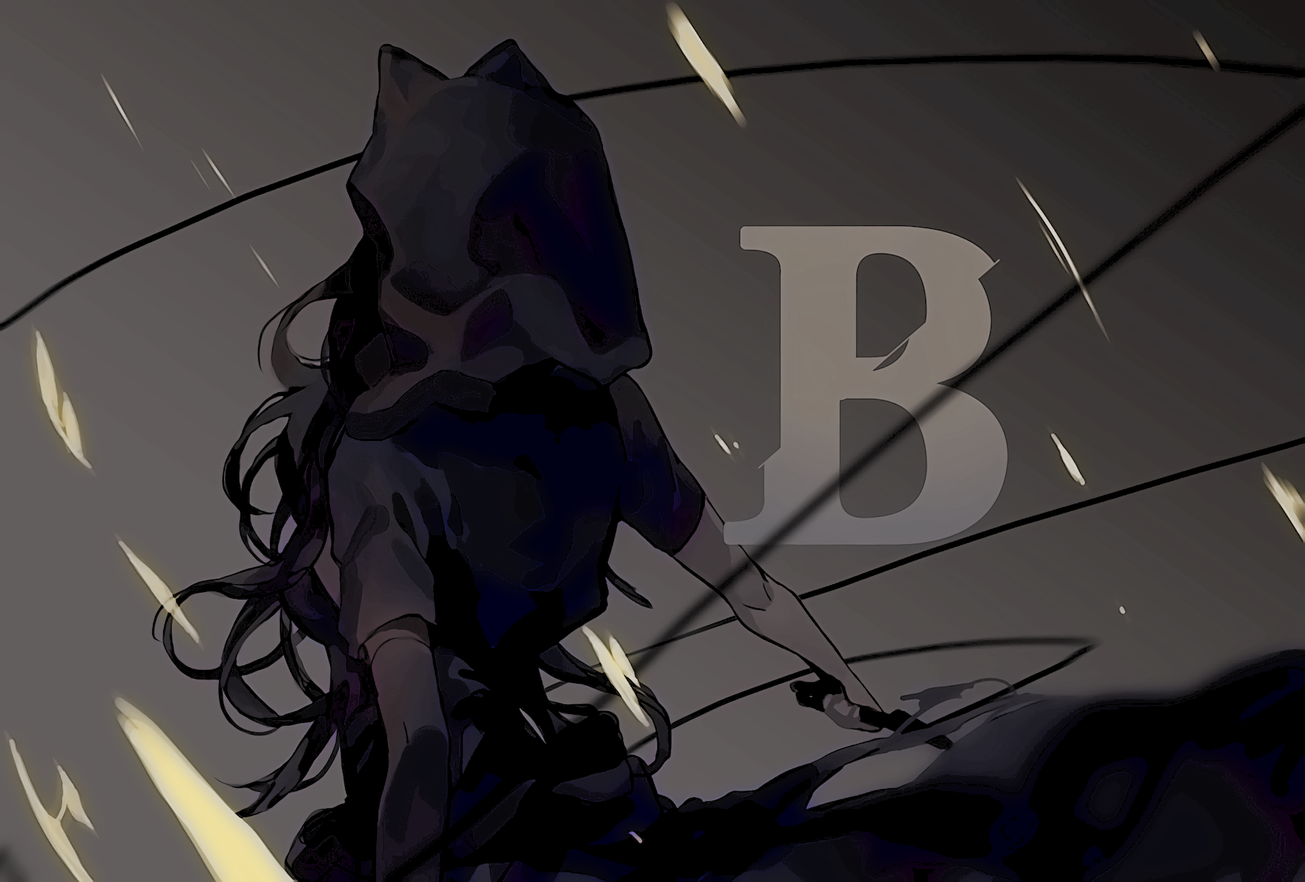 fondo de pantalla de rwby blake,cabello negro,anime,ilustración,personaje de ficción,animación