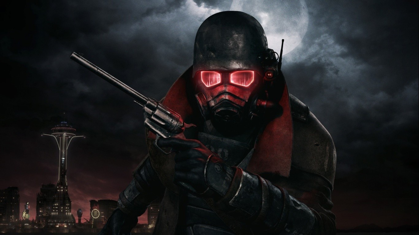 fallout new vegas wallpaper hd,action adventure game,pc game,darkness,personal protective equipment,fictional character