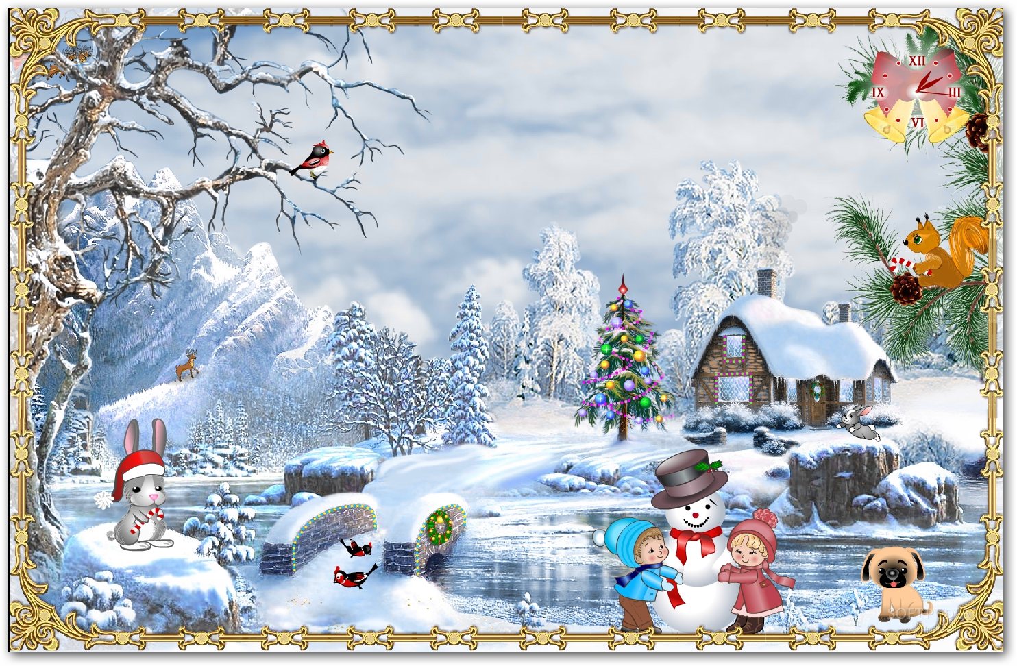 wallpaper url,winter,christmas eve,picture frame,snow,frost