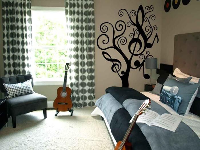 guitar wallpaper for bedroom,room,furniture,bedroom,interior design,property