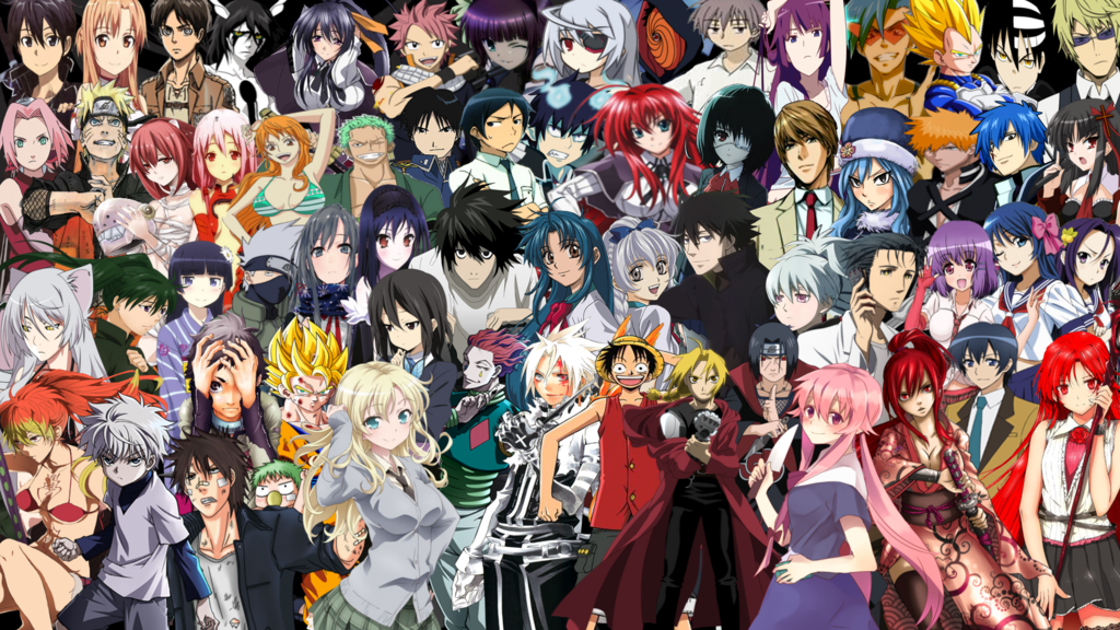 fondo de pantalla de chat grupal,collage,personas,anime,multitud,dibujos animados