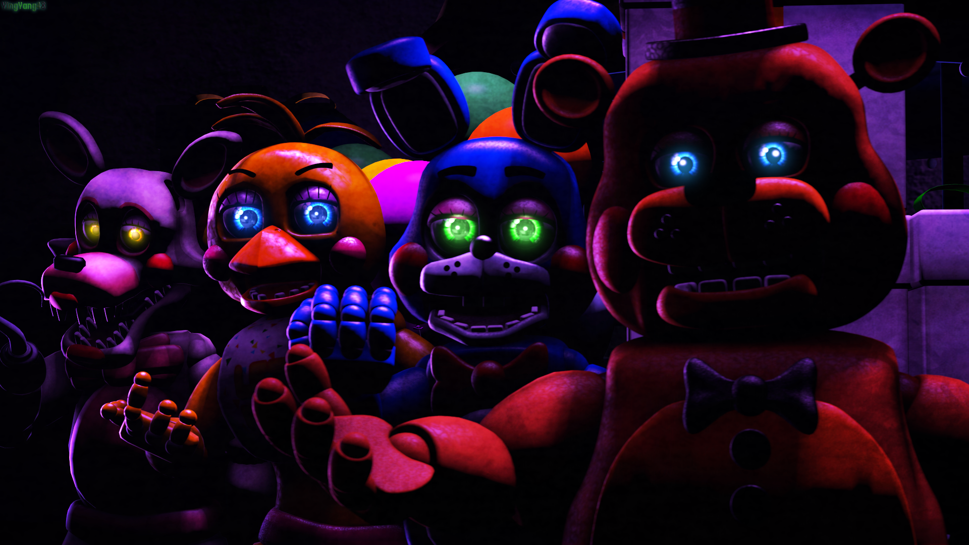 wallpapers de five nights at freddy's,red,light,purple,animation,night