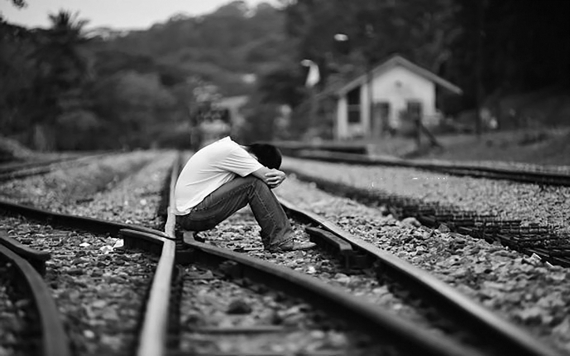 sad boy hd wallpapers for pc,track,transport,black and white,monochrome photography,monochrome