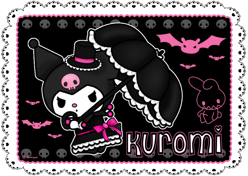 kuromi wallpaper,pink,cartoon,text,font,non sporting group