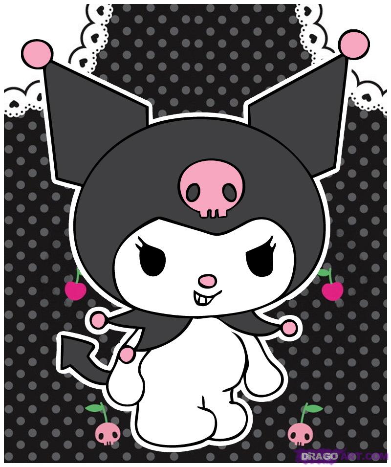 fond d'écran kuromi,dessin animé,rose,modèle,à pois,conception