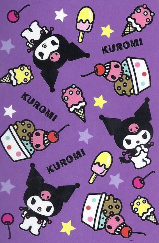 kuromi wallpaper,cartoon,design,pattern,fictional character,illustration