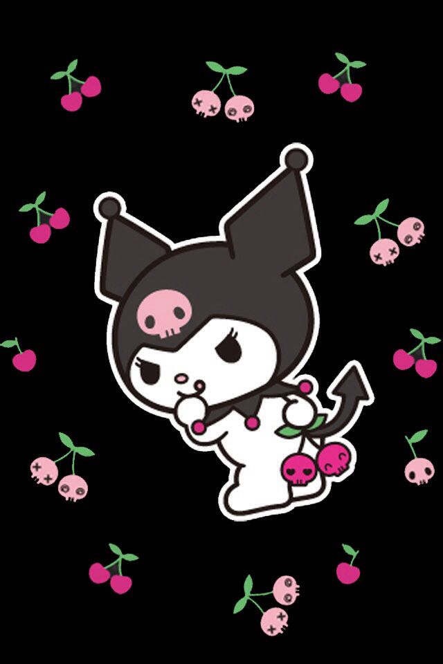 kuromi wallpaper,cartoon,pink,illustration,pattern,design